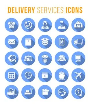 Delivery and logistics services flat round web icons イラスト素材