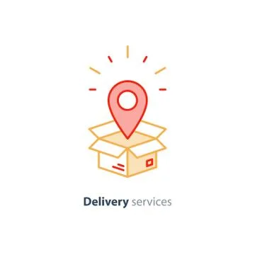 Delivery and packaging, transportation services line icon Stock Illustration