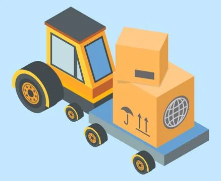 Delivery and shipment service vector illustration. Loader machine transports Stock Illustration