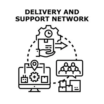 Delivery and support network concept with logistics management Stock Illustration