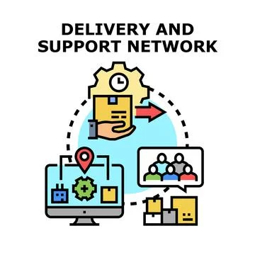 Delivery and support network concept with logistics management Stock Illustration