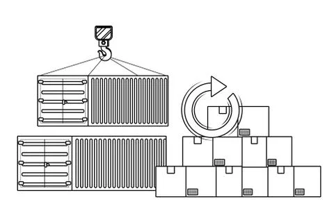 Delivery and transport elements in black and white 스톡 일러스트