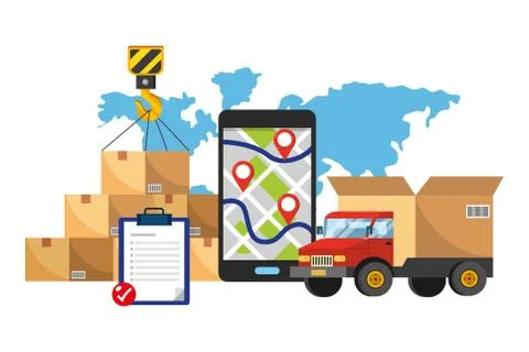 Delivery and transport elements vector illustration Illustrazione stock