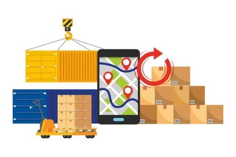 Delivery and transport elements vector illustration Stock Illustration