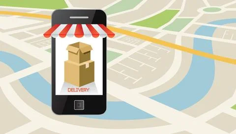 Delivery app on smartphone Stock Photos