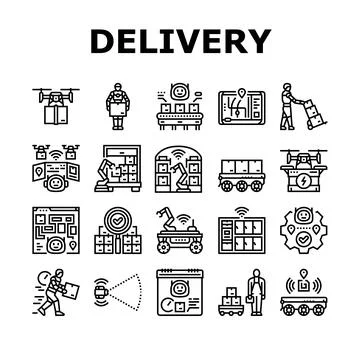 Delivery autonomous robot icons set vector 스톡 일러스트