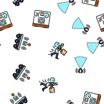 Delivery autonomous robot seamless pattern vector Illustrazione stock