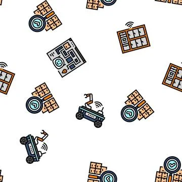 Delivery autonomous robot seamless pattern vector Stock Illustration