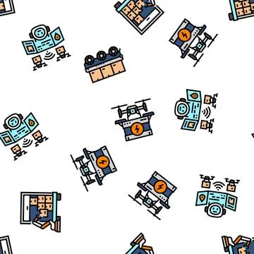 Delivery autonomous robot seamless pattern vector Stock Illustration