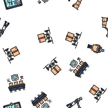 Delivery autonomous robot seamless pattern vector Stock Illustration