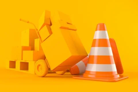 Delivery background with traffic cone Stock Illustration