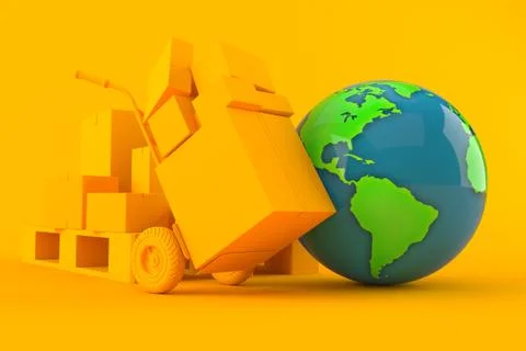 Delivery background with world globe Stock Illustration