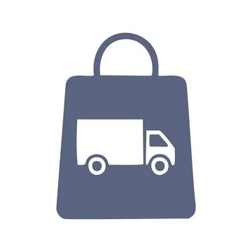 Delivery bag icon. Simple icon depicting a delivery truck inside a shopping.. Stock Illustration