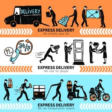 Delivery Banner Set Stock Illustration