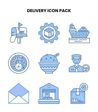 Delivery Blue Vector Icons Pack Stockillustratie