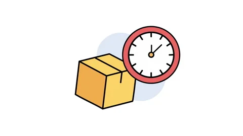 Delivery box and clock icon animation. 4K motion animation. Stock Footage 299690292