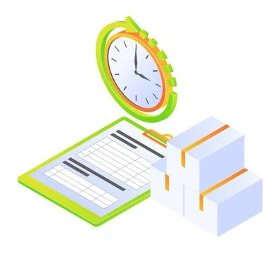 Delivery box and fast time of isometric style Stock Illustration