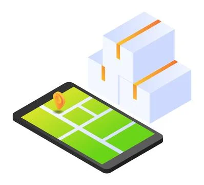 Delivery box and GPS map screen Stock Illustration