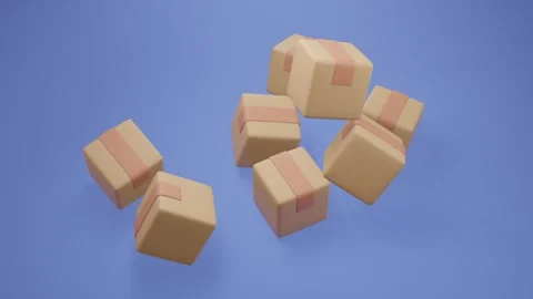 Delivery box animation render Falling and rotating Stock Footage 245840839