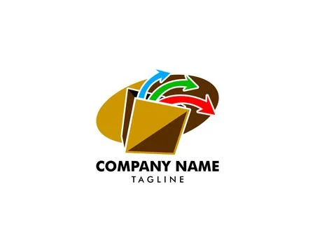 Delivery Box with Arrow Logo Stock Illustration
