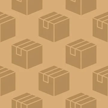 Delivery box background, cargo package seamless pattern. Various open and closed Illustrazione stock