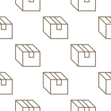 Delivery box background, cargo package seamless pattern. Various open and closed Stock Illustration