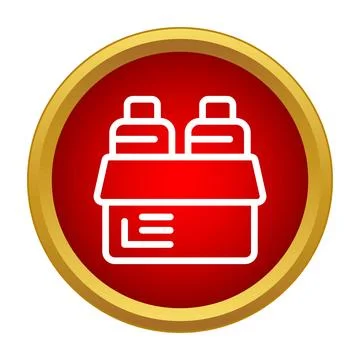 Delivery box with bottles icon inside red circle Stock Illustration