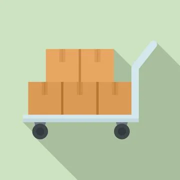 Delivery box on cart icon, flat style Stockillustratie