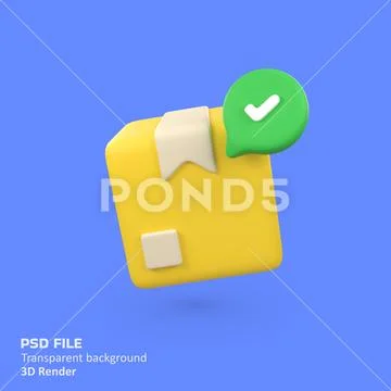 Delivery Box with check mark product packaging isolated 3d render icon illu.. PSD Template