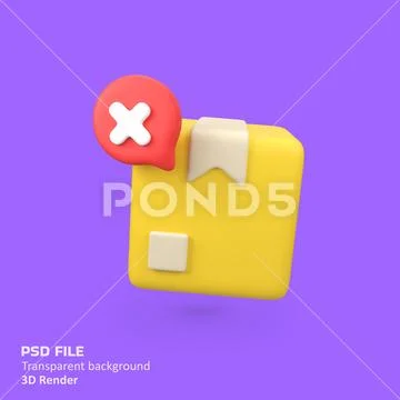 Delivery Box with cross mark cancel product isolated 3d render icon illustr.. PSD Template