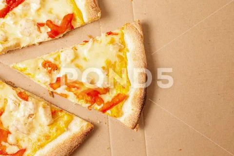 Delivery box with delicious pizza Stock Photos