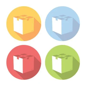 Delivery Box Flat Icons Set Stock Illustration
