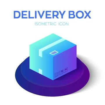 Delivery box icon. 3D isometric cardboard box. Delivery packaging box. Create 스톡 일러스트