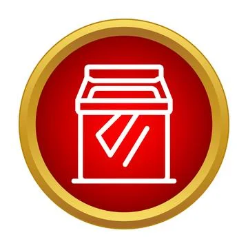 Delivery box icon inside red golden circle Stock Illustration