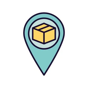 Delivery box inside gps mark line and fill style icon vector design Illustrazione stock