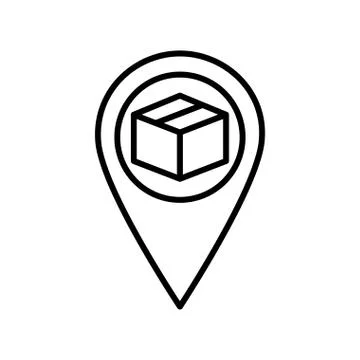 Delivery box inside gps mark line style icon vector design イラスト素材