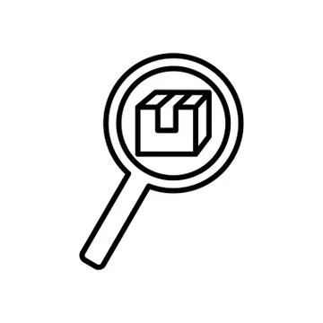 Delivery box inside lupe line style icon vector design Illustrazione stock