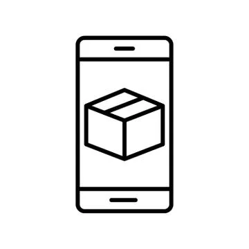 Delivery box inside smartphone line style icon vector design Illustrazione stock