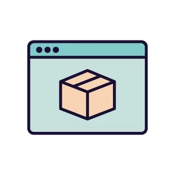 Delivery box inside website line and fill style icon vector design Illustrazione stock