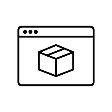 Delivery box inside website line style icon vector design Illustrazione stock