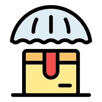Delivery box is landing using parachute, shipping and air mail concept Stock Illustration