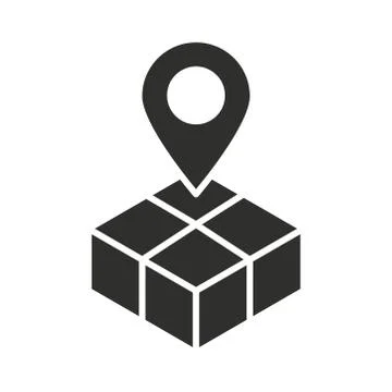 Delivery box map pointer location silhouette icon 스톡 일러스트