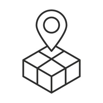 Delivery box map pointer location line style design Stock Illustration