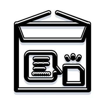 Delivery box with message and file notifications Stock Illustration