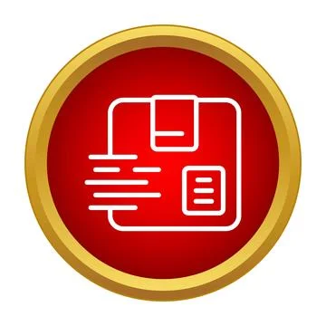 Delivery box moving fast, red gold icon 스톡 일러스트