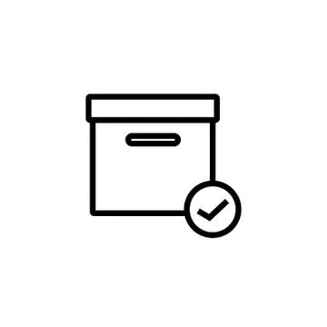 Delivery box ok Icon Vector Editable stroke Stock Illustration