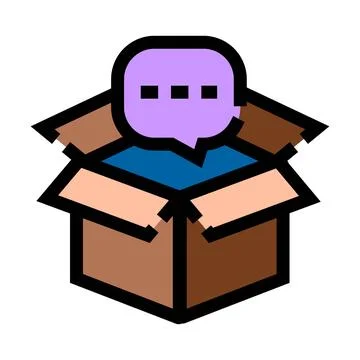 Delivery box opening with communication speech bubble Stock Illustration