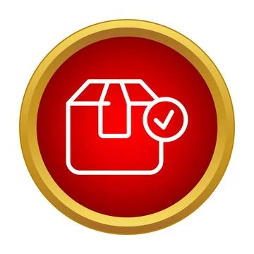 Delivery box packaging with confirmed checkmark icon Stock Illustration