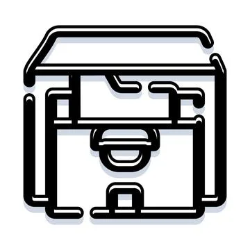 Delivery box packaging container logistics outline icon Stock Illustration