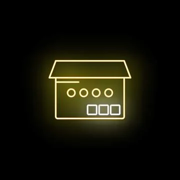 Delivery box packaging logistic neon yellow icon Illustrazione stock